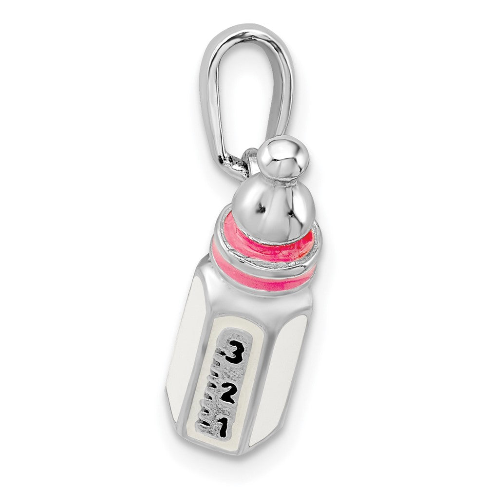 Sterlingsilber De-ani Rhodiniert Poliert 3d Rosa Baby Bottle Anhänger