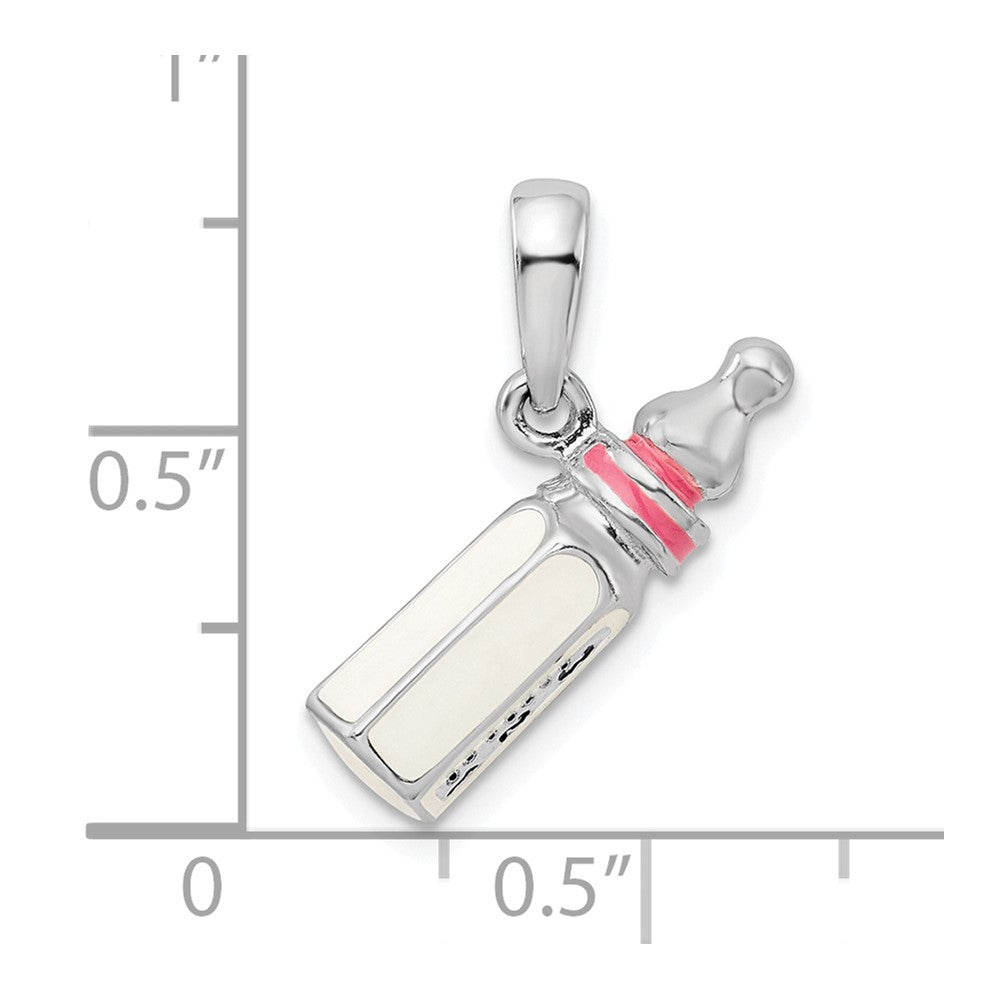 Sterlingsilber De-ani Rhodiniert Poliert 3d Rosa Baby Bottle Anhänger