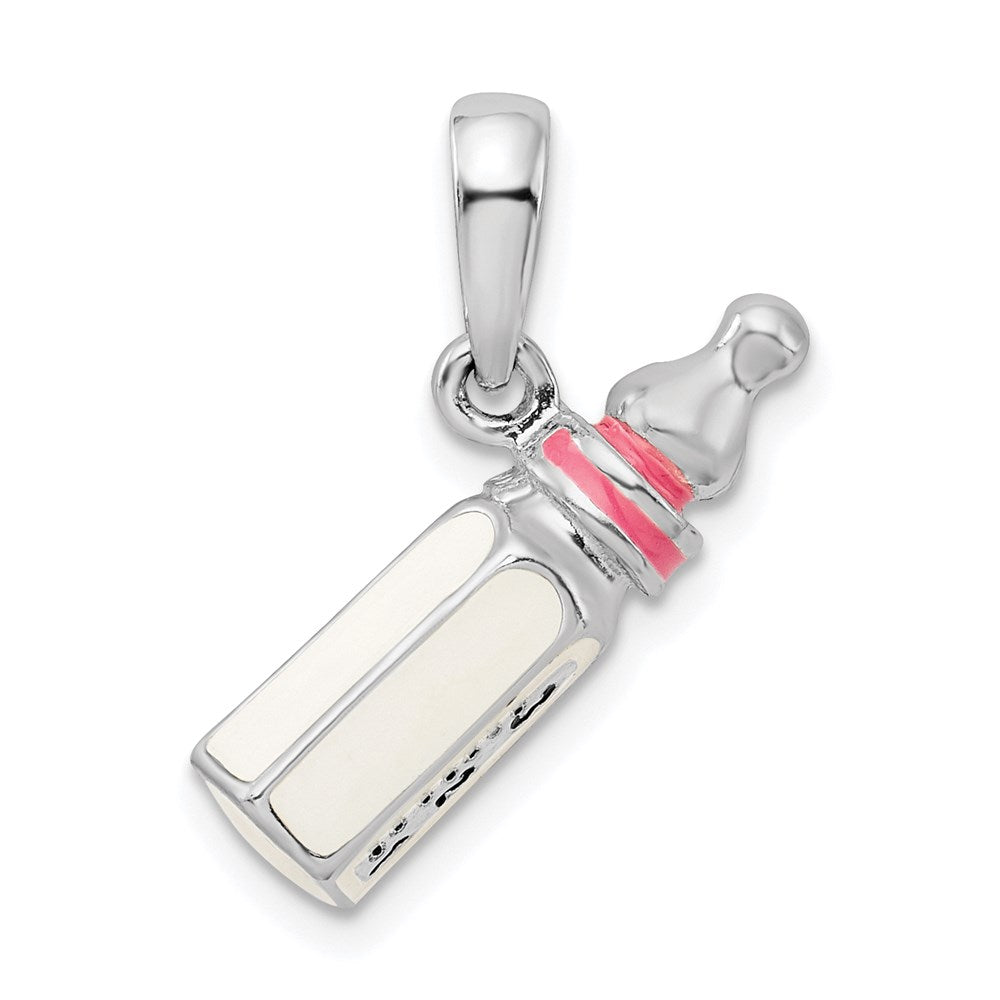 Sterlingsilber De-ani Rhodiniert Poliert 3d Rosa Baby Bottle Anhänger