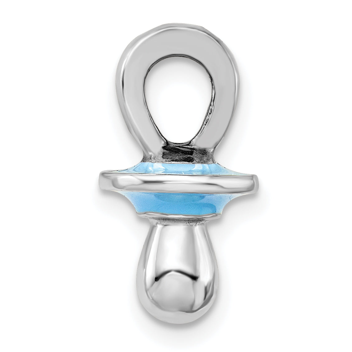Sterlingsilber De-ani Rhodiniert 3d Blau Emailliert Pacifier Anhänger