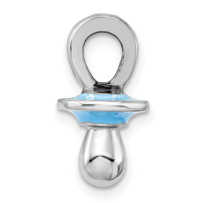 Sterlingsilber De-ani Rhodiniert 3d Blau Emailliert Pacifier Anhänger