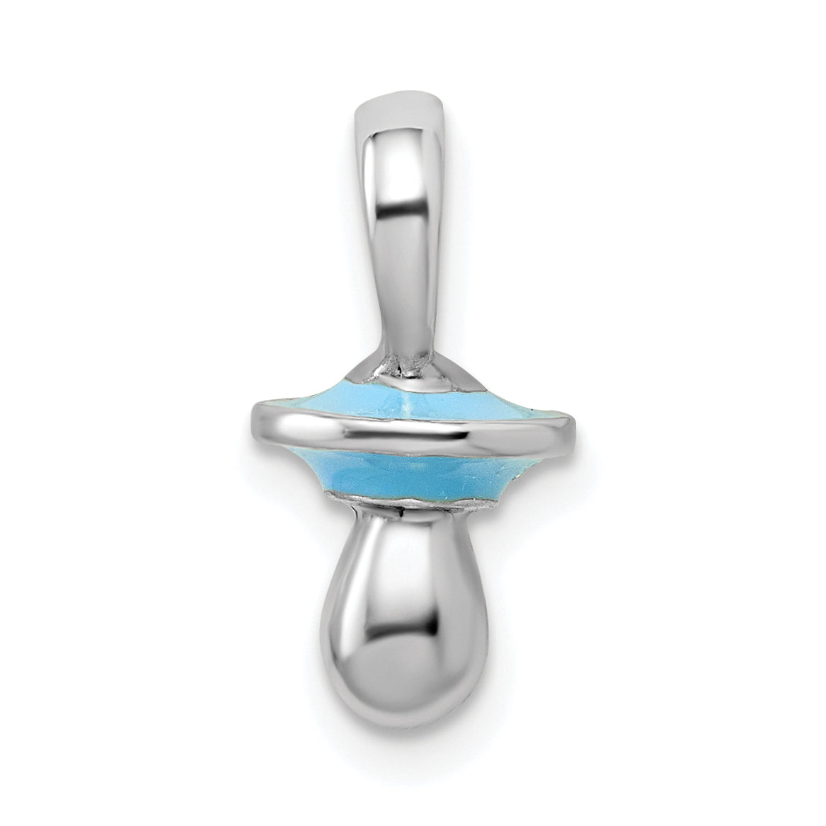 Sterlingsilber De-ani Rhodiniert 3d Blau Emailliert Pacifier Anhänger