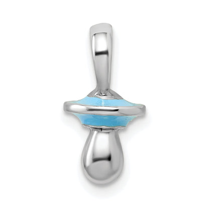 Sterlingsilber De-ani Rhodiniert 3d Blau Emailliert Pacifier Anhänger