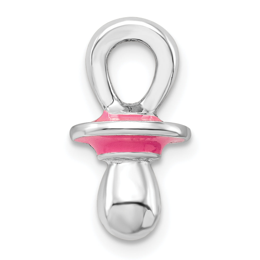 Sterlingsilber De-ani Rhodiniert 3d Rosa Emailliert Pacifier Anhänger