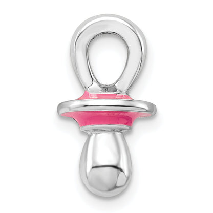 Sterlingsilber De-ani Rhodiniert 3d Rosa Emailliert Pacifier Anhänger
