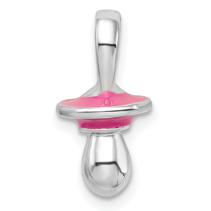 Sterlingsilber De-ani Rhodiniert 3d Rosa Emailliert Pacifier Anhänger