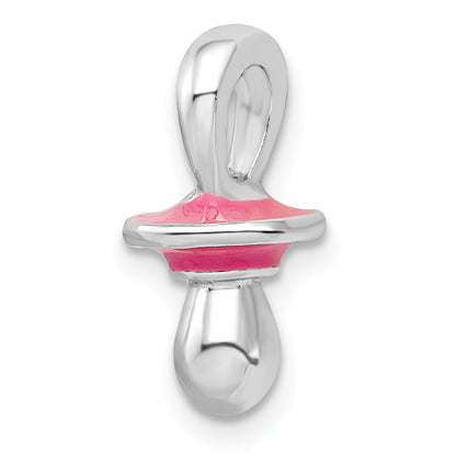 Sterlingsilber De-ani Rhodiniert 3d Rosa Emailliert Pacifier Anhänger