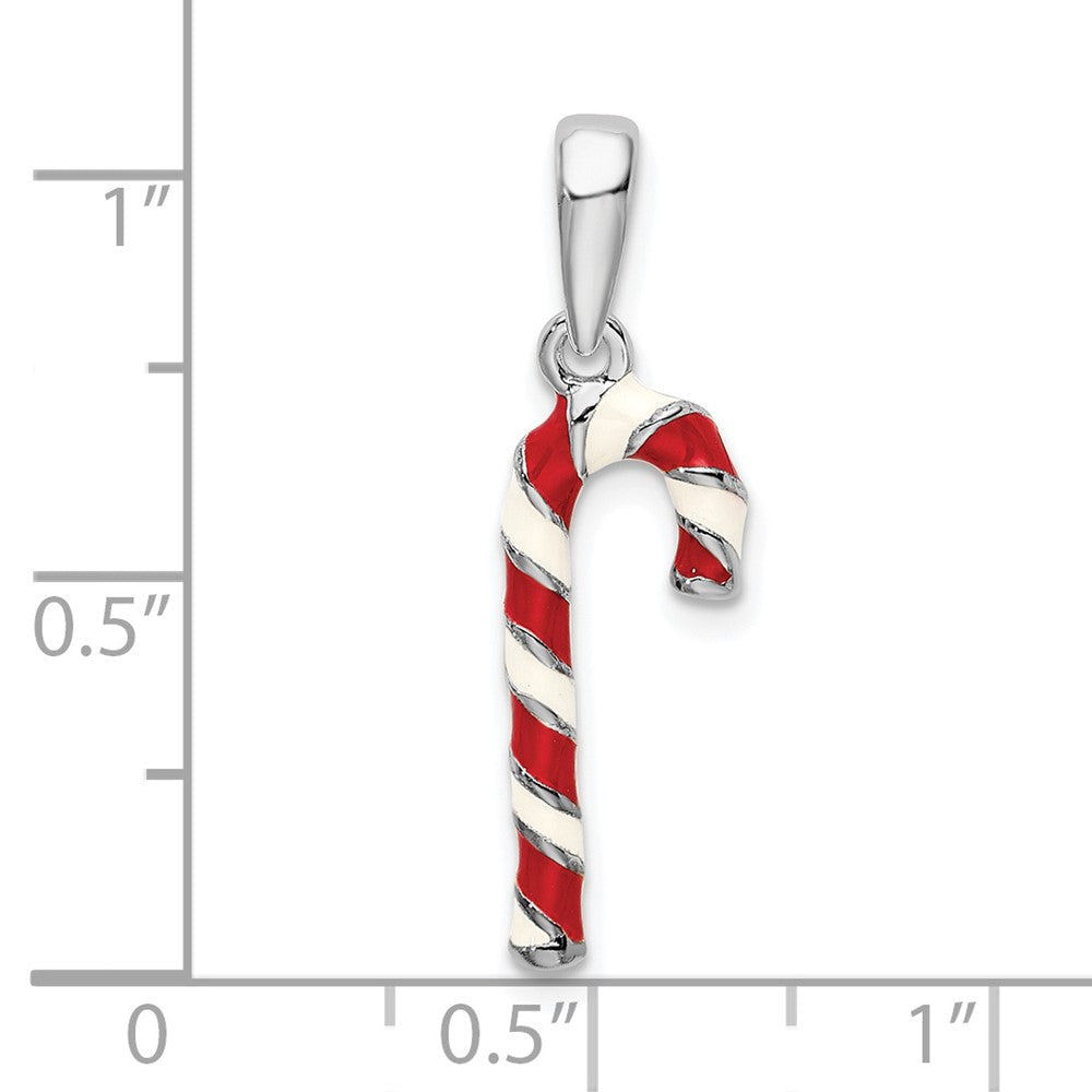 Sterlingsilber De-ani Rhodiniert 3d Emailliert Candy Cane Anhänger