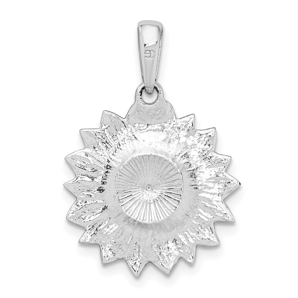 Sterlingsilber De-ani Rhodiniert Poliert Emailliert Sonnenblume Anhänger