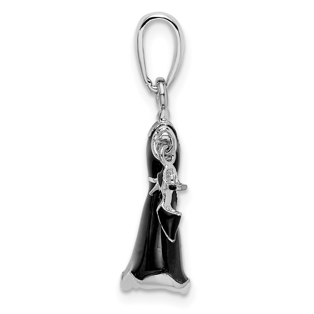 Sterlingsilber De-ani Rhodiniert 3d Emailliert Schwarz Dress und Schuh Anhänger