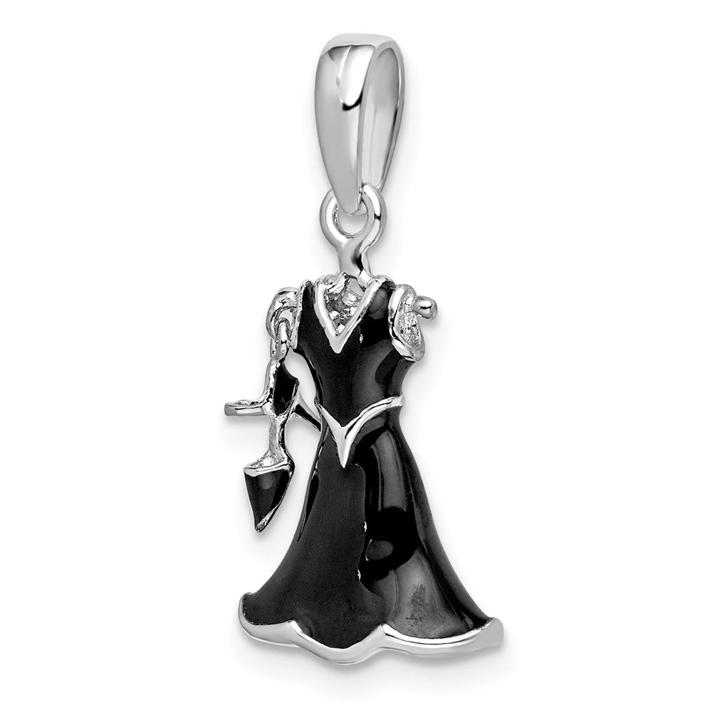 Sterlingsilber De-ani Rhodiniert 3d Emailliert Schwarz Dress und Schuh Anhänger