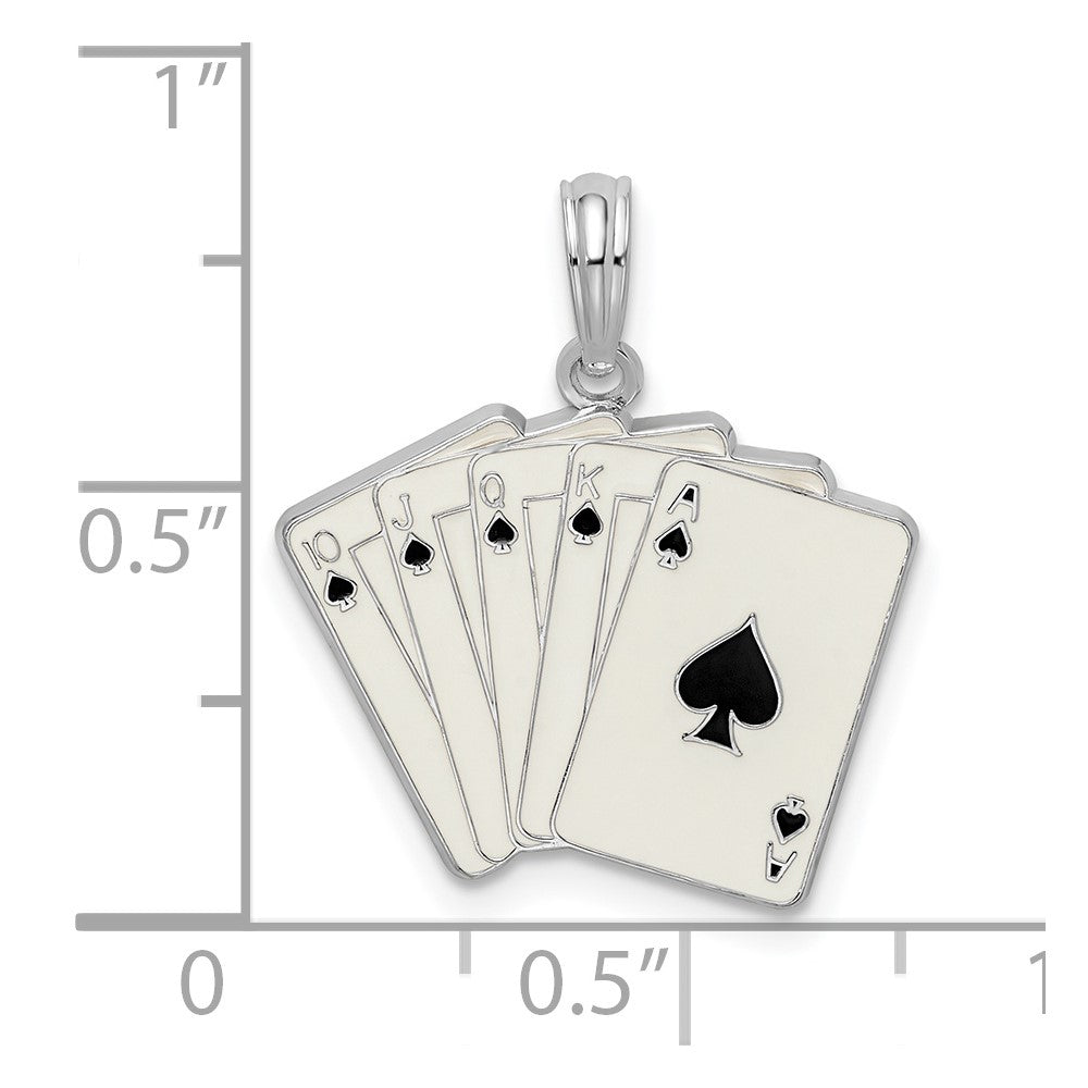 Sterlingsilber De-ani Rhodiniert Emailliert Cards Royal Flush Anhänger