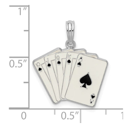 Sterlingsilber De-ani Rhodiniert Emailliert Cards Royal Flush Anhänger