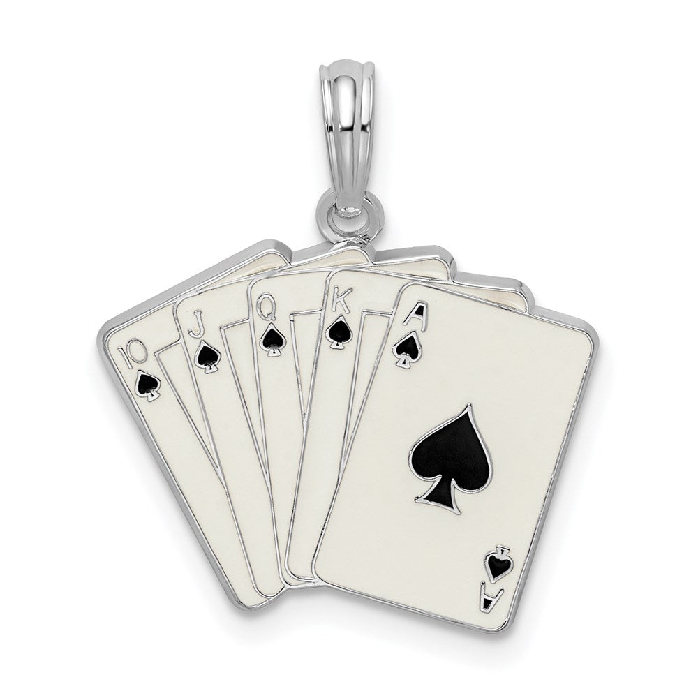 Sterlingsilber De-ani Rhodiniert Emailliert Cards Royal Flush Anhänger