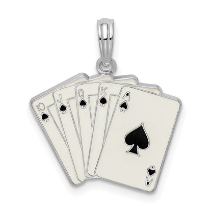 Sterlingsilber De-ani Rhodiniert Emailliert Cards Royal Flush Anhänger