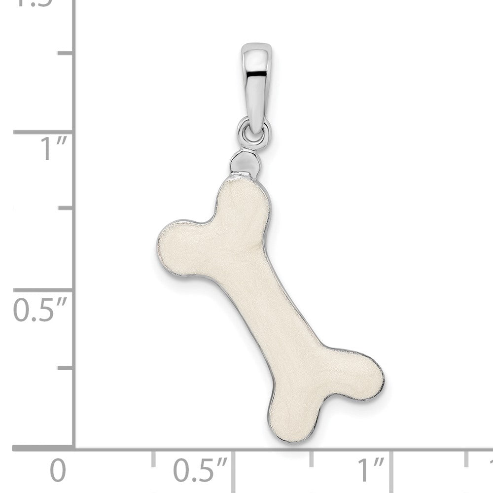 Sterlingsilber De-ani Rhodiniert Poliert 3d Emailliert Hund Bone Anhänger