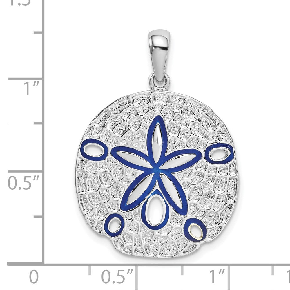Sterlingsilber De-ani Rhodiniert Poliert Emailliert Sand Dollar Anhänger