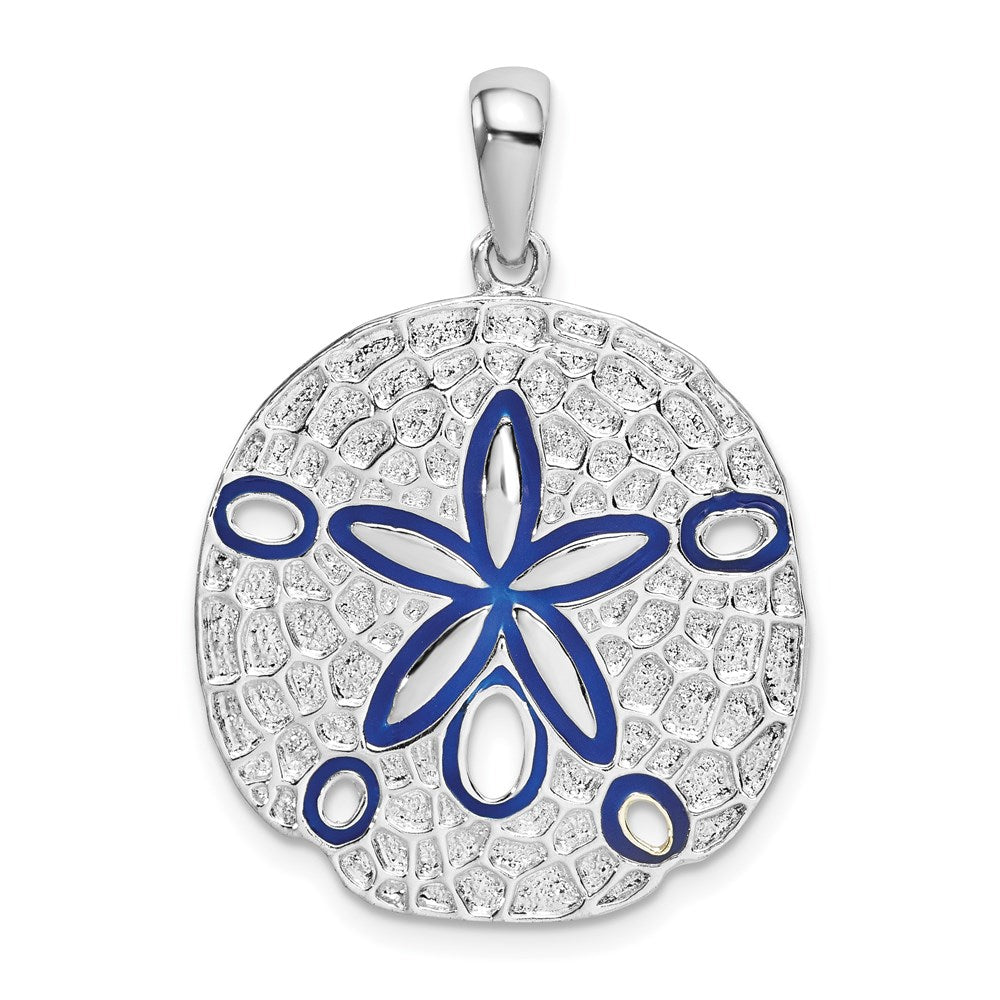 Sterlingsilber De-ani Rhodiniert Poliert Emailliert Sand Dollar Anhänger