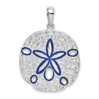 Sterlingsilber De-ani Rhodiniert Poliert Emailliert Sand Dollar Anhänger