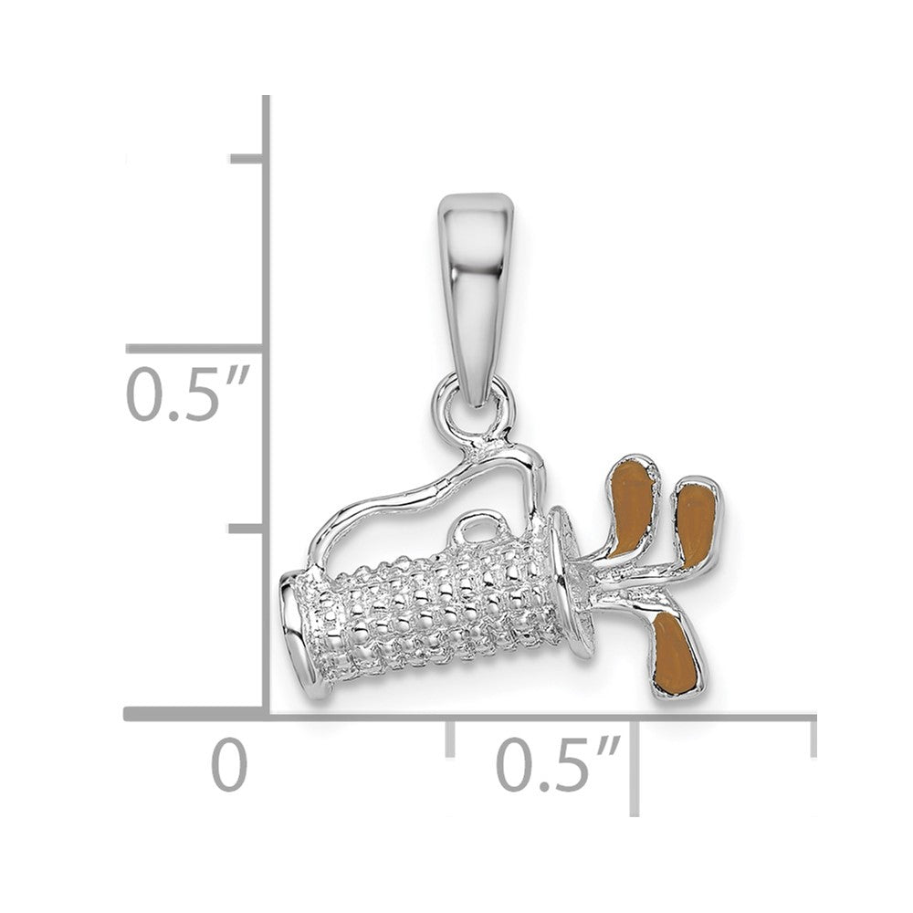Sterlingsilber De-ani Rhodiniert Poliert 3d Emailliert Golf Bag Anhänger