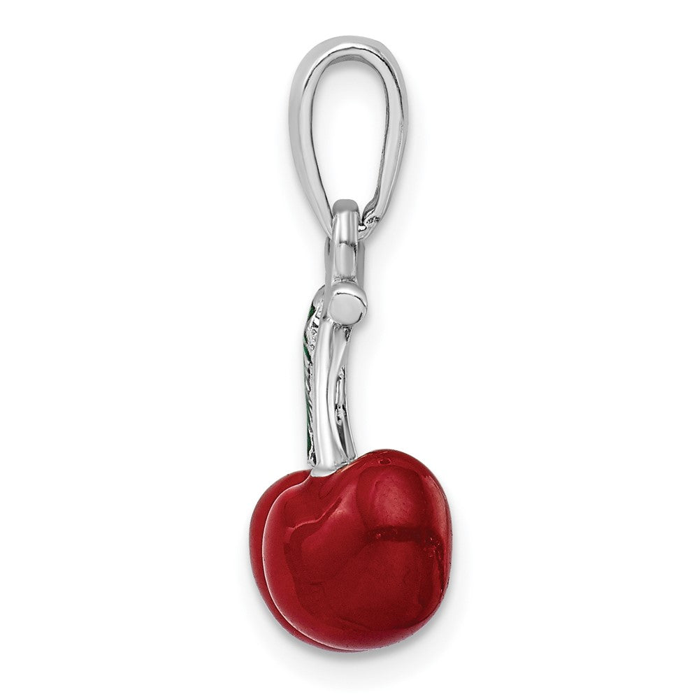 Sterlingsilber De-ani Rhodiniert Poliert 3d Emailliert Cherries Anhänger