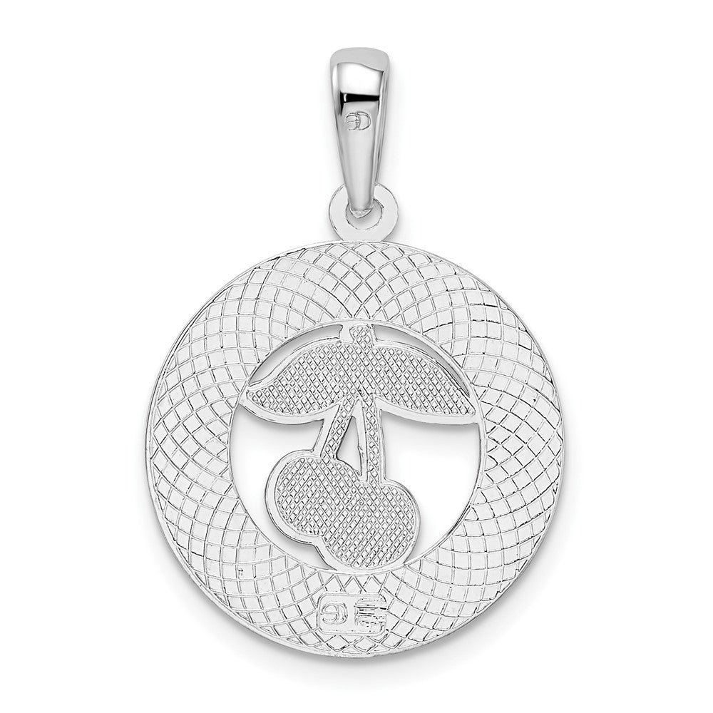 Sterlingsilber De-ani Rhodiniert Emailliert Traverse City Michigan mit Cherry Anhänger