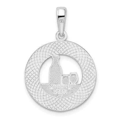 Sterlingsilber De-ani Rhodiniert Emailliert Traverse City Michigan mit Wine Anhänger