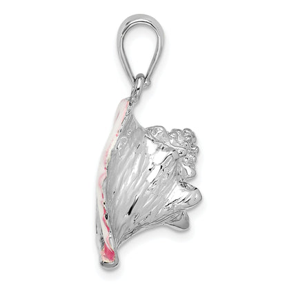 Sterlingsilber De-ani Rhodiniert Emailliert Groß Conch Muschel Anhänger
