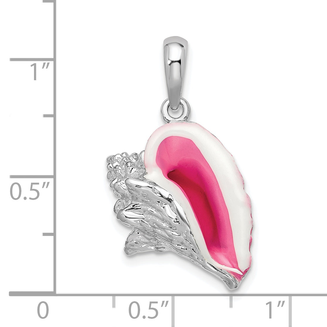 Sterlingsilber De-ani Rhodiniert Emailliert Groß Conch Muschel Anhänger