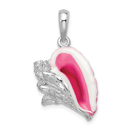 Sterlingsilber De-ani Rhodiniert Emailliert Groß Conch Muschel Anhänger