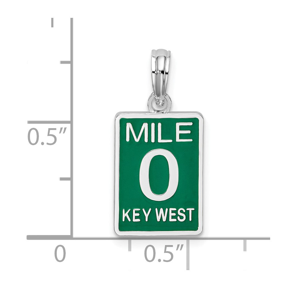 Sterlingsilber De-ani Rhodiniert Emailliert Klein Key West Mile 0 Anhänger