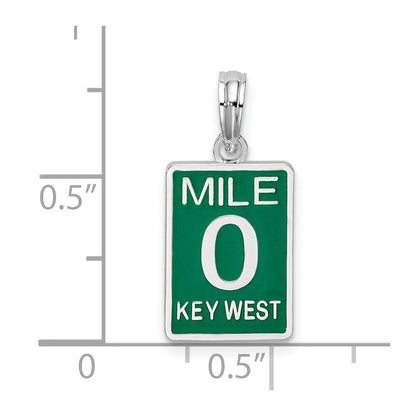 Sterlingsilber De-ani Rhodiniert Emailliert Klein Key West Mile 0 Anhänger