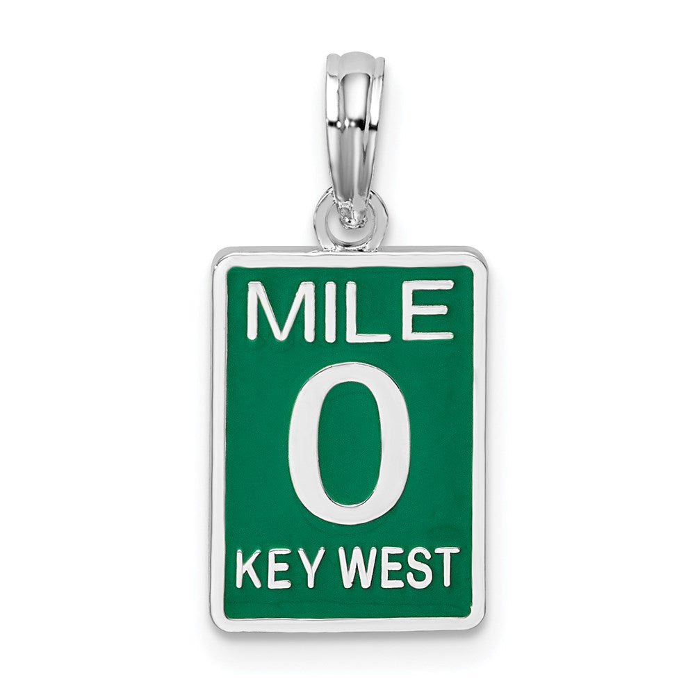 Sterlingsilber De-ani Rhodiniert Emailliert Klein Key West Mile 0 Anhänger
