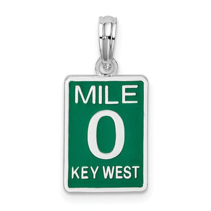 Sterlingsilber De-ani Rhodiniert Emailliert Klein Key West Mile 0 Anhänger