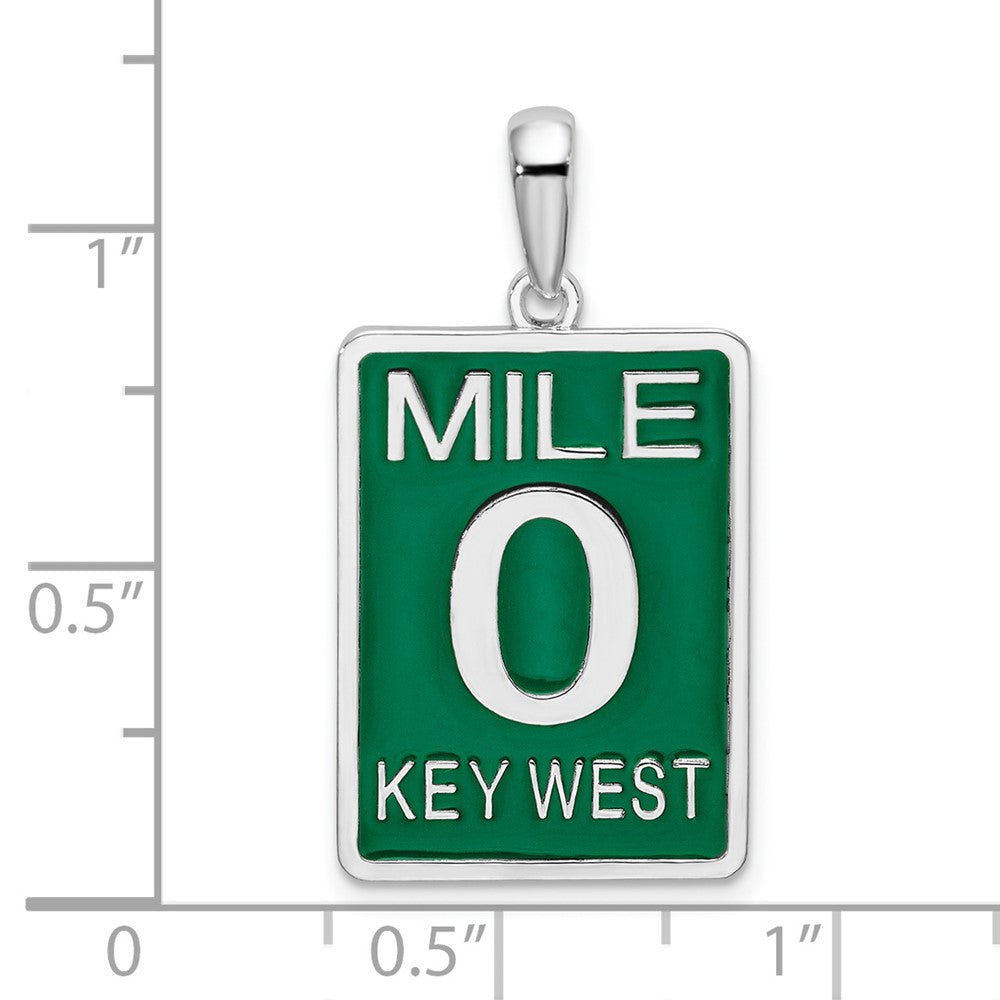 Sterlingsilber De-ani Rhodiniert Emailliert Groß Key West Mile 0 Anhänger