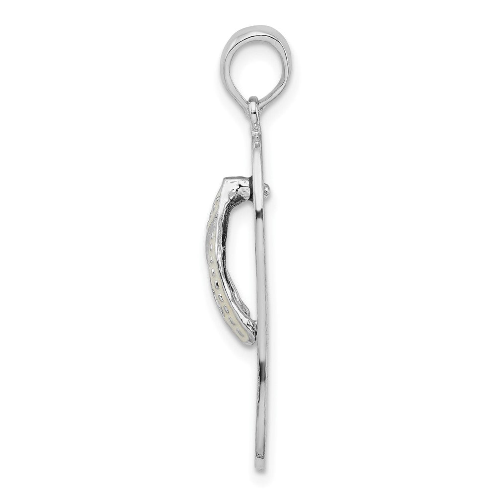 Sterlingsilber De-ani Rhodiniert Emailliert Hibiscus Blume Flip-flop Anhänger