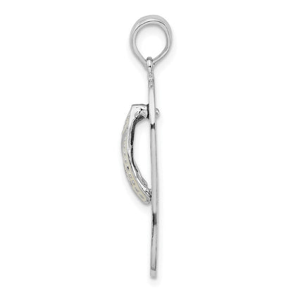 Sterlingsilber De-ani Rhodiniert Emailliert Hibiscus Blume Flip-flop Anhänger