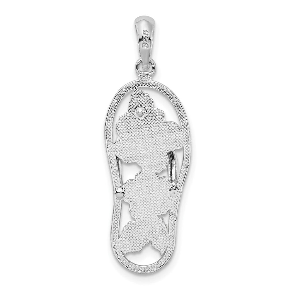 Sterlingsilber De-ani Rhodiniert Emailliert Hibiscus Blume Flip-flop Anhänger