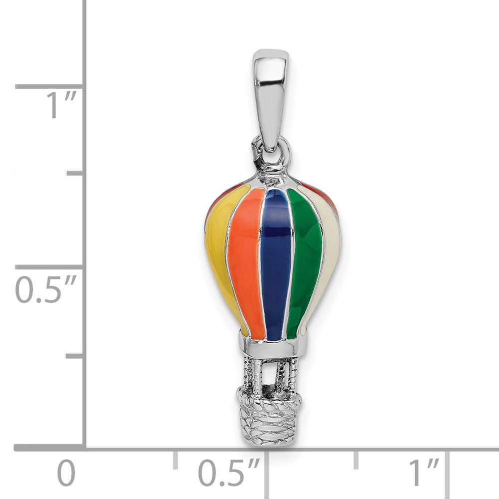 Sterlingsilber De-ani Rhodiniert 3d Emailliert Hot Luft Balloon Anhänger