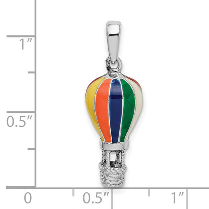 Sterlingsilber De-ani Rhodiniert 3d Emailliert Hot Luft Balloon Anhänger