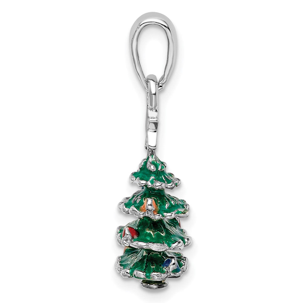 Sterlingsilber De-ani Rhodiniert 3d Emailliert Weihnachten Baum Anhänger