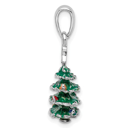Sterlingsilber De-ani Rhodiniert 3d Emailliert Weihnachten Baum Anhänger