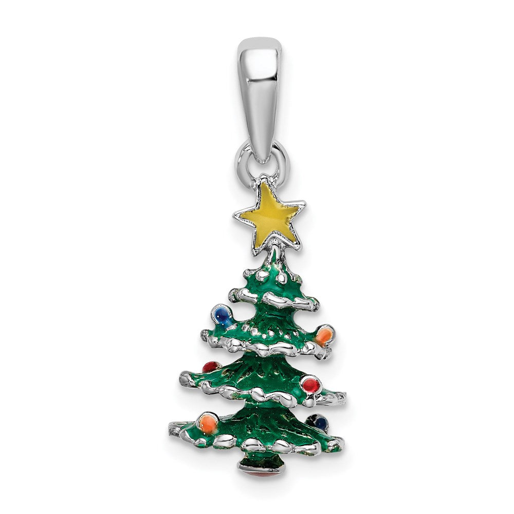 Sterlingsilber De-ani Rhodiniert 3d Emailliert Weihnachten Baum Anhänger