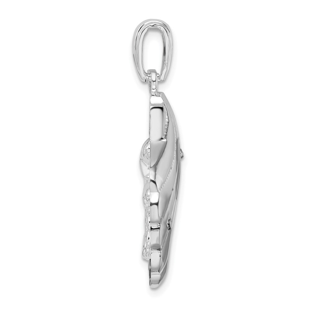 Sterlingsilber De-ani Rhodiniert Emailliert Blau Muschel mit Dolphins Anhänger