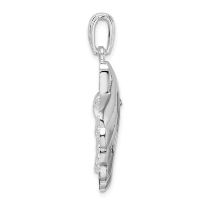 Sterlingsilber De-ani Rhodiniert Emailliert Blau Muschel mit Dolphins Anhänger