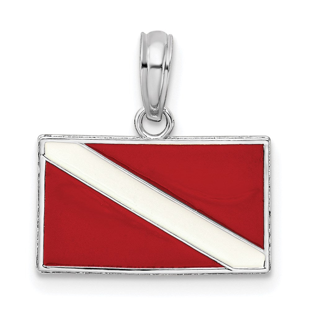 Sterlingsilber De-ani Rhodiniert Poliert Emailliert Dive Flag Anhänger