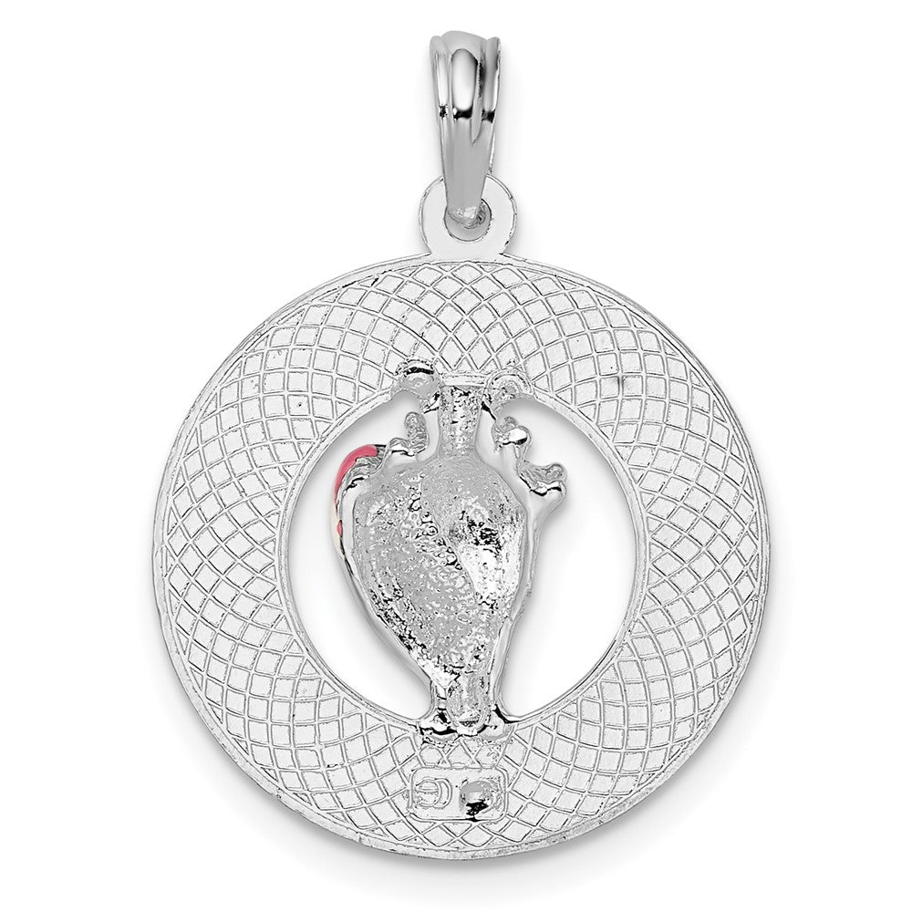 Sterlingsilber De-ani Rhodiniert Emailliert Sanibel Kreis mit Muschel Anhänger