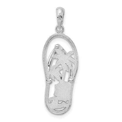 Sterlingsilber De-ani Rhodiniert Emailliert Beach Scene Flip-flop Anhänger