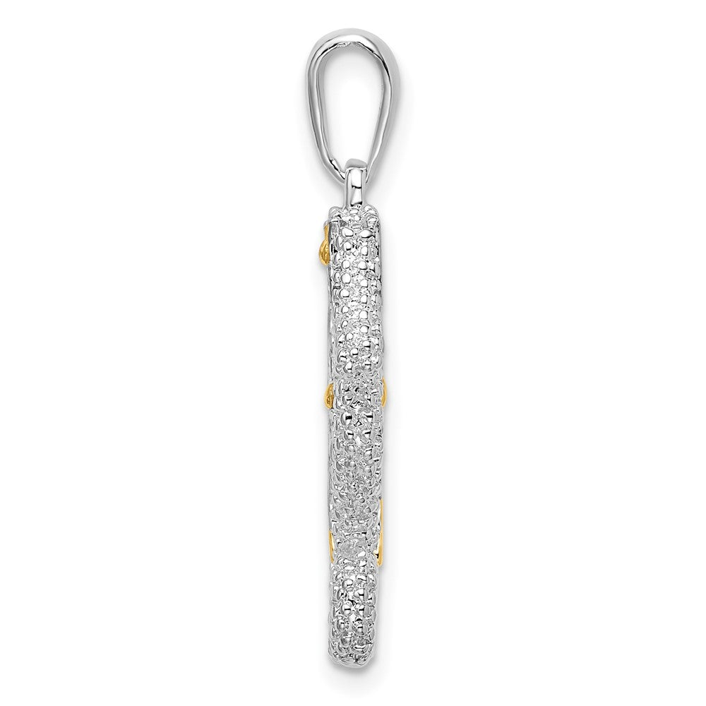 Silber/14K Bicolor De-ani Sterlingsilber Rhodiniert 3d Seepferdchen mit 14K Akzente Anhänger