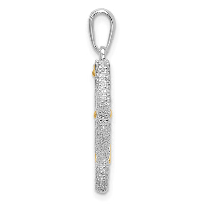Silber/14K Bicolor De-ani Sterlingsilber Rhodiniert 3d Seepferdchen mit 14K Akzente Anhänger